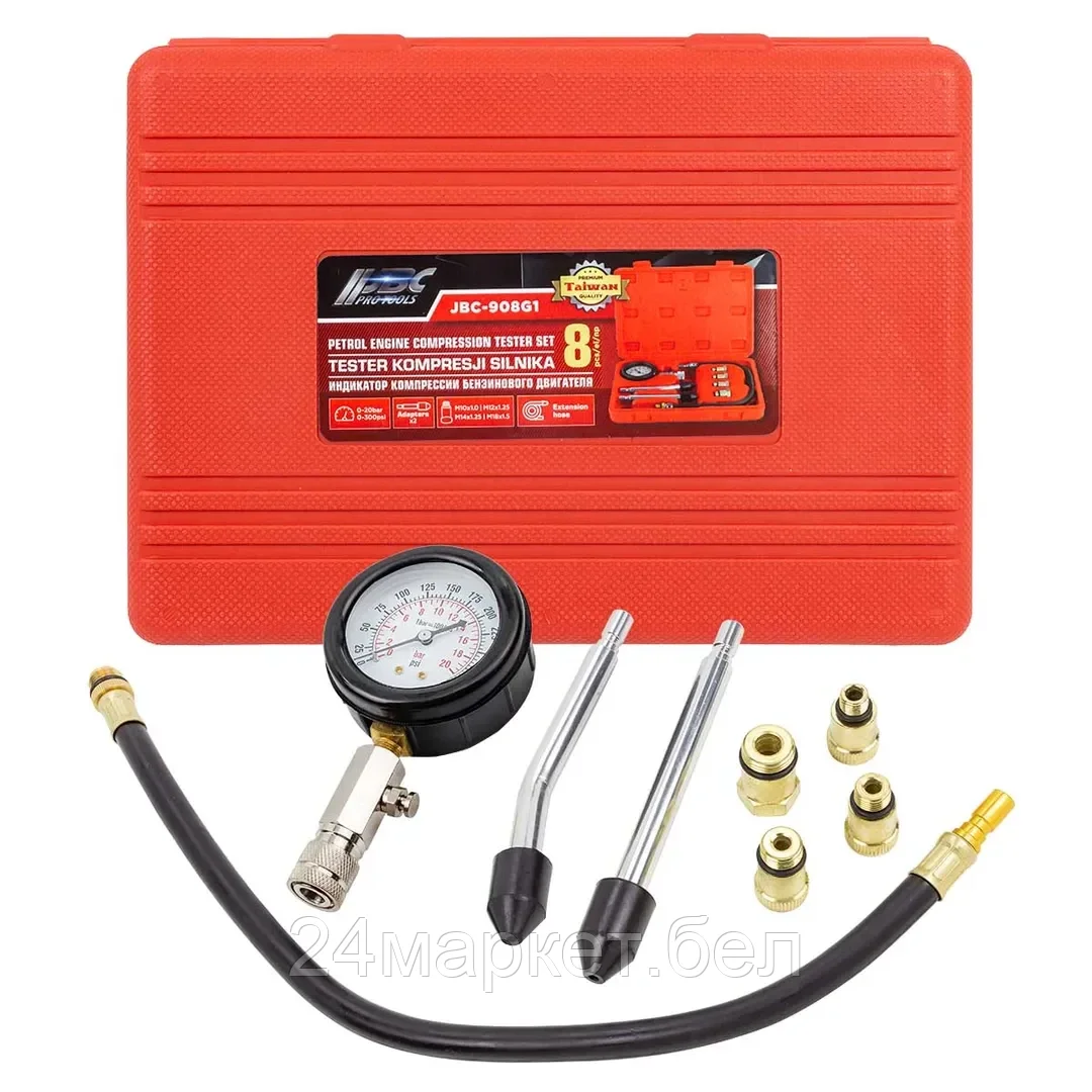 JBC-908G1 JBC Индикатор компрессии бензинового двигателя, набор 8пр.