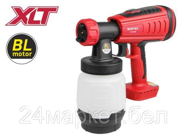 Аккум. краскораспылитель WORTEX CPS 1808 в кор. ALL1 (18 В, без акб и зу, бесщет. двиг. 1000 мл/мин, бак 0.8 л)