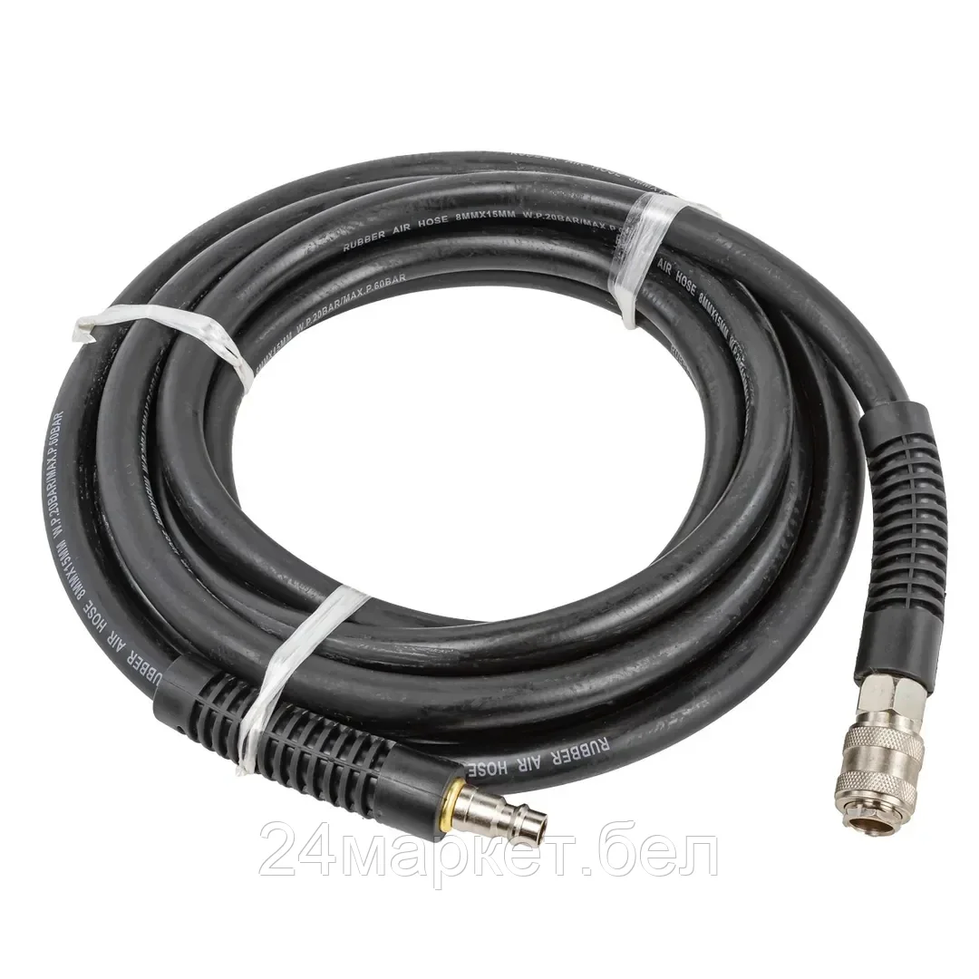 Partner Шланг резиновый воздушный армированный с фитингами 8*15мм*5м Partner AHC-10/D