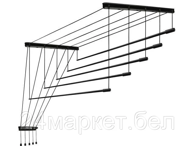 Сушилка для белья потолочная алюминиевая 1,8 м, 5 стержней, BLACK DIAMOND, PERFECTO LINEA