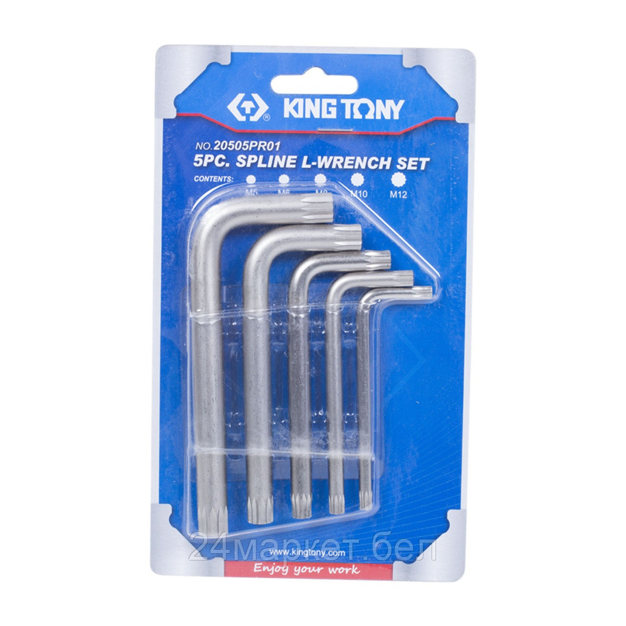 KING TONY 20505PR01 KING TONY Набор Г-образных SPLINE, M5-M12, блистер, 5 предметов, 20505PR01