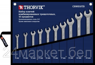 Thorvik CRWS10TB CRWS10TB Набор ключей гаечных комбинированных трещоточных в сумке, 8-24 мм, 10 предметов