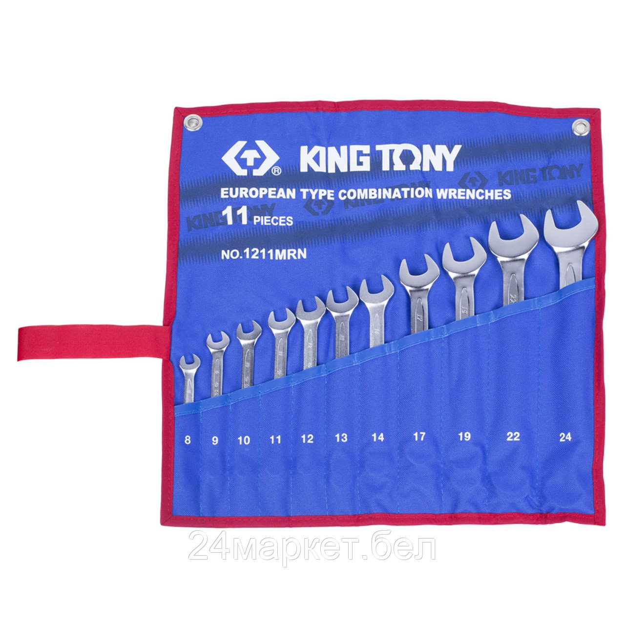 KING TONY 1211MRN KING TONY Набор комбинированных ключей, 8-24 мм, чехол из теторона, 11 предметов