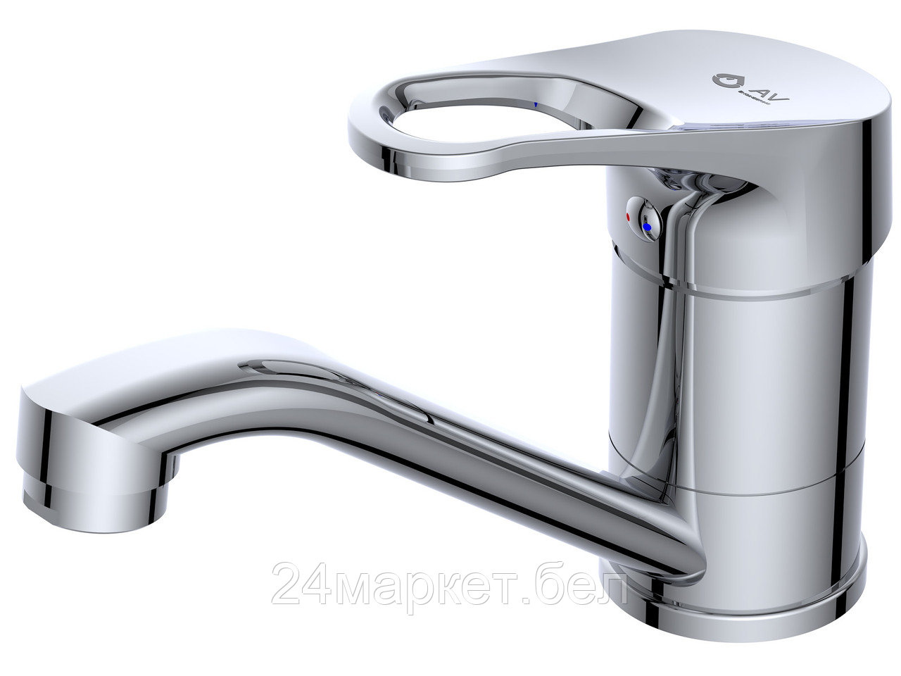 Смеситель для кухни (Lt) D40, серия BAS AV Engineering (Короткий L-излив, длина излива - 149,5 мм, высота 121,5 мм, поворотный) AVBAS4-A294-448