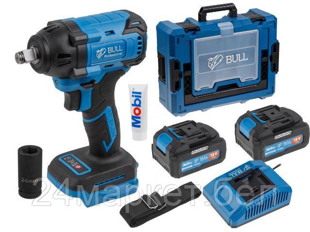 Аккум. ударный гайковерт BULL SC 1804 Xcase, XLTpro, БЕСЩЕТ., 18 В, 400 Н*м, 1/2", 2х4 А*ч, з/у 4 А (вес 2.0 кг) 1329728