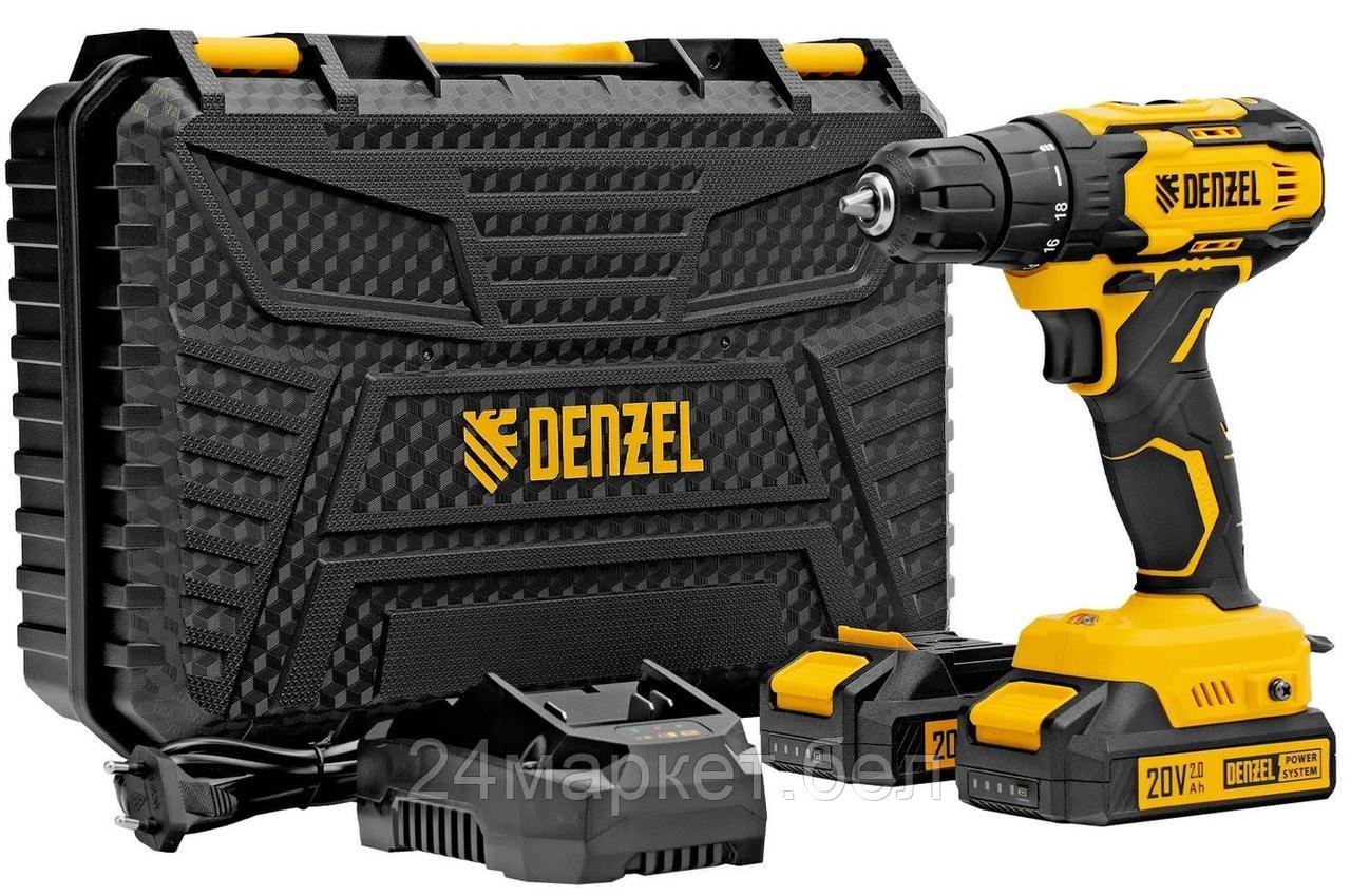 Дрель-шуруповерт Denzel CDQ-20 (с 2-мя АКБ, кейс)
