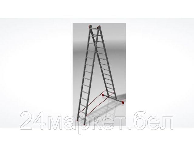 Новая Высота Россия Лестница алюм. 2-х секц. 355/605/367см 2х14 ступ., 16,2кг  NV323 Новая Высота (макс. нагрузка 150кг)