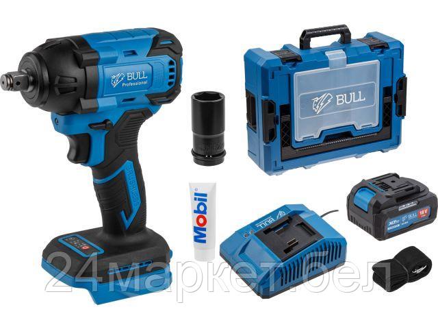 Аккум. ударный гайковерт BULL SC 1804 Xcase XLTpro БЕСЩЕТ., 18 В, 400 Н*м, 1/2", 1х4 А*ч, з/у 4 А 1329884