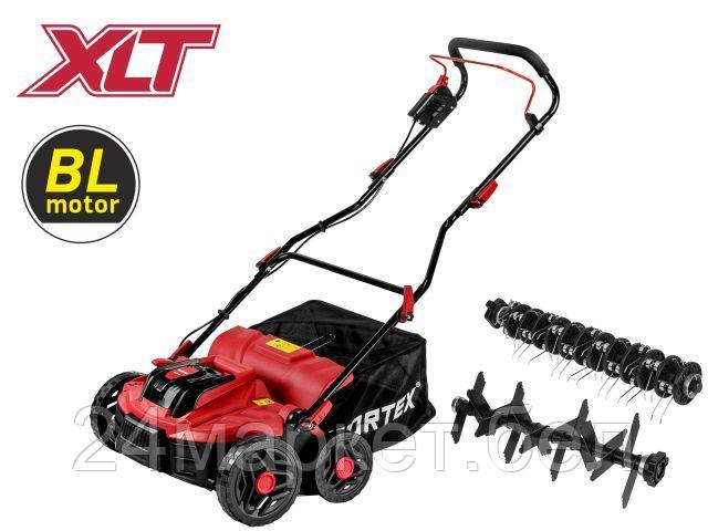 Аккум. аэратор-скарификатор WORTEX CAE 3736 ALL1 XLT SOLO БЕСЩЁТ.ДВИГ., 18В+18В, шир. 37 см (вал для аэрации, вал для скарификации, 5 рег.высоты, 45 л травосборник) 1334876