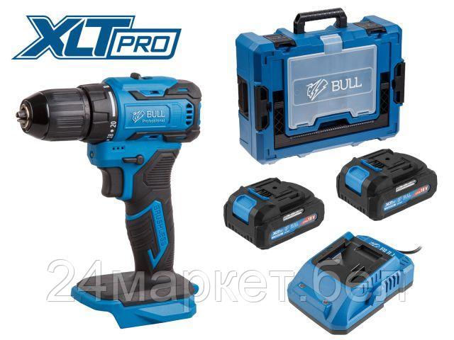 Аккум. дрель-шуруповерт BULL SR 1804 Xcase XLTpro БЕСЩЕТ., Импульс., 18 В, 45 Н*м, 2х2 А*ч, з/у 2 А (шурупы до 10 мм) 1329881