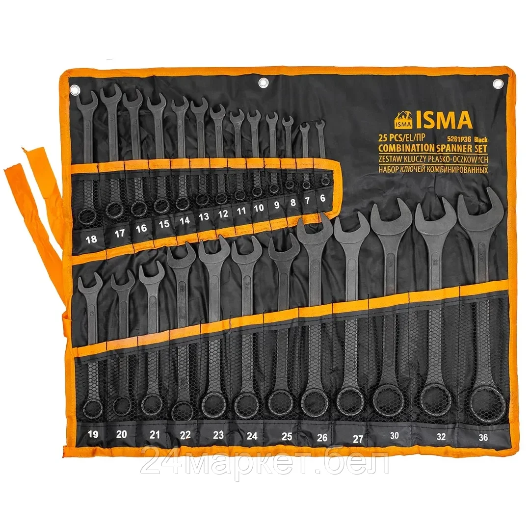 ISMA-5261P36 Black Набор ключей комбинированных 25пр. ISMA