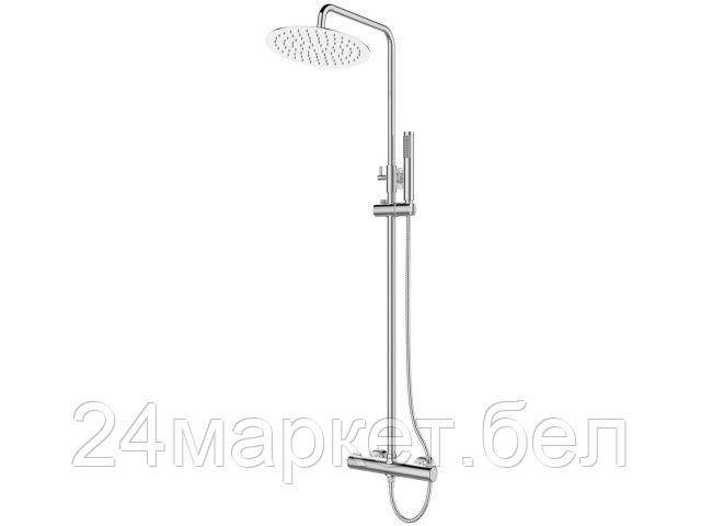 Душевая термостатическая система (Lt), серия THS хром, AV Engineering (Излива нет, тропический душ 756 - 1351 мм, лейка и шланг в комплекте) AVTHS2-P12-725A