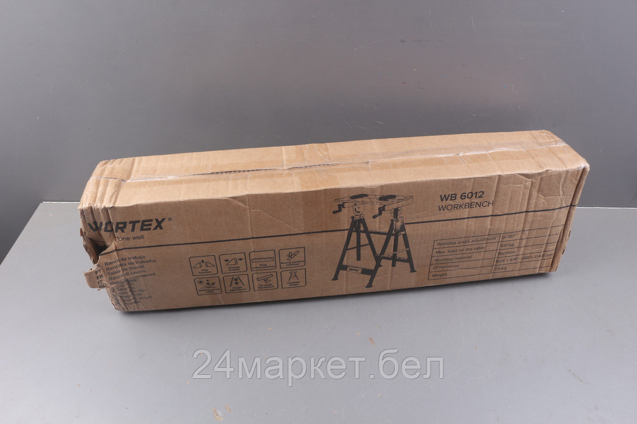 Верстак складной WORTEX WB 6012 БАМБУК, 605X540X(860-1140) мм, регулировка столешницы уцененный (0