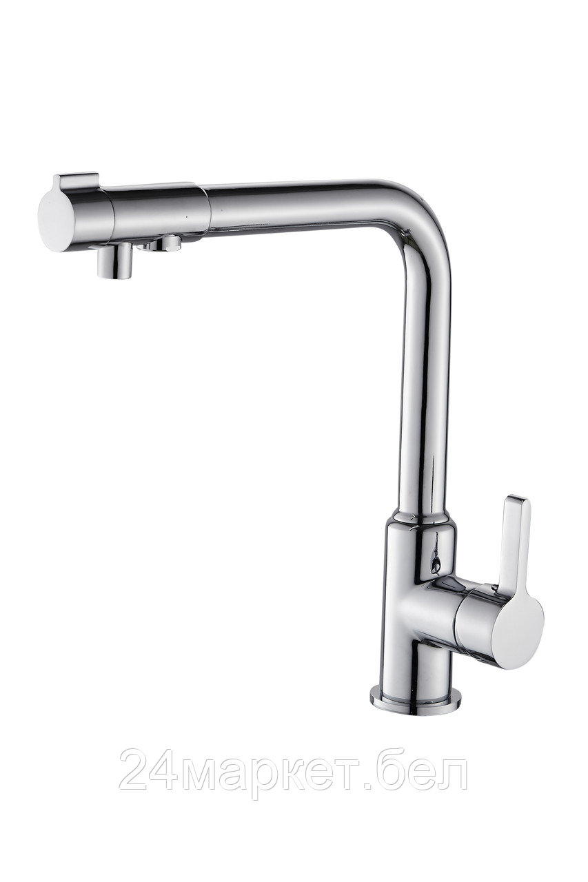 Смеситель для кухни (Lt) D35, серия TRO с краном для пит. воды, AV Engineering (J-излив, длина 228 мм, высота 268 мм, поворотный) AVTRO1-10631