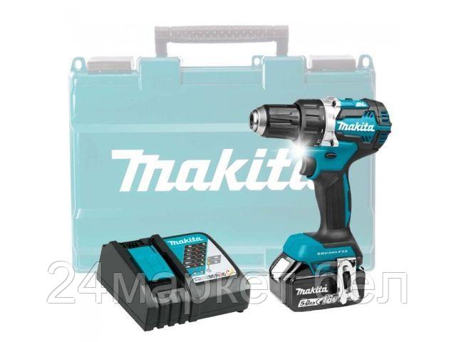 Аккум. дрель-шуруповерт MAKITA LXT DDF484RT в кейсе (18.0 В, 1 акк., 5.0 А/ч Li-Ion, 2 скор., 54 Нм, шурупы до 13 мм) DDF484RT