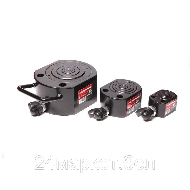 FK-YG50D(Y50D) FORCEKRAFT Цилиндр гидравлический трехштоковый низкопрофильный 50т (ход штоков-15/26/25мм, Ø штоков-70/46/26мм,общий Ø-148мм, L-74мм, 700bar)