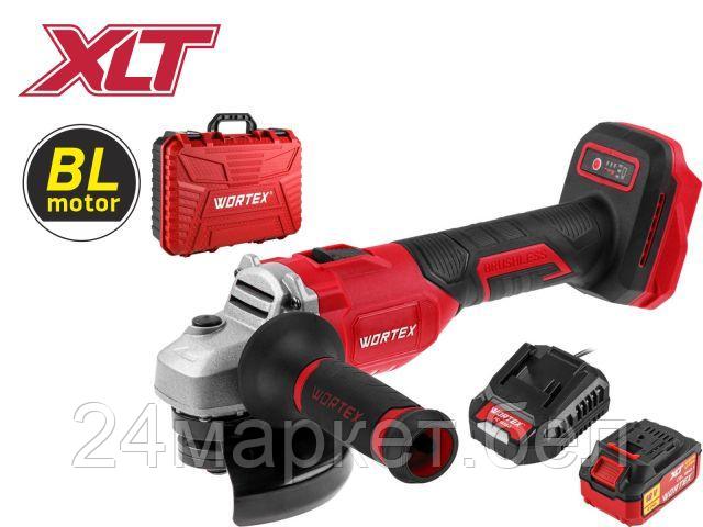 Аккум. углошлифмашина WORTEX CAG 1812-1 E в кор. ALL1 с акб и з/у (18.0 В, 1 акк., 4.0 А*ч, Li-Ion, БЕСЩЕТОЧНЫЙ ДВИГАТЕЛЬ, диск 125х22.2 мм)