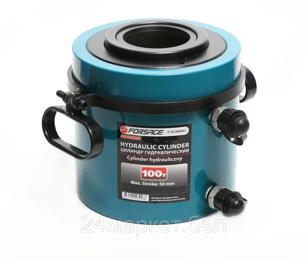 F-YG10050KS Forsage Цилиндр гидравлический двойного действия со сквозным отверстием в штоке100т(ход штока-50мм,Ø штока-126мм,Ø отв.-80мм,общий Ø-212мм, L-207мм, 700bar)