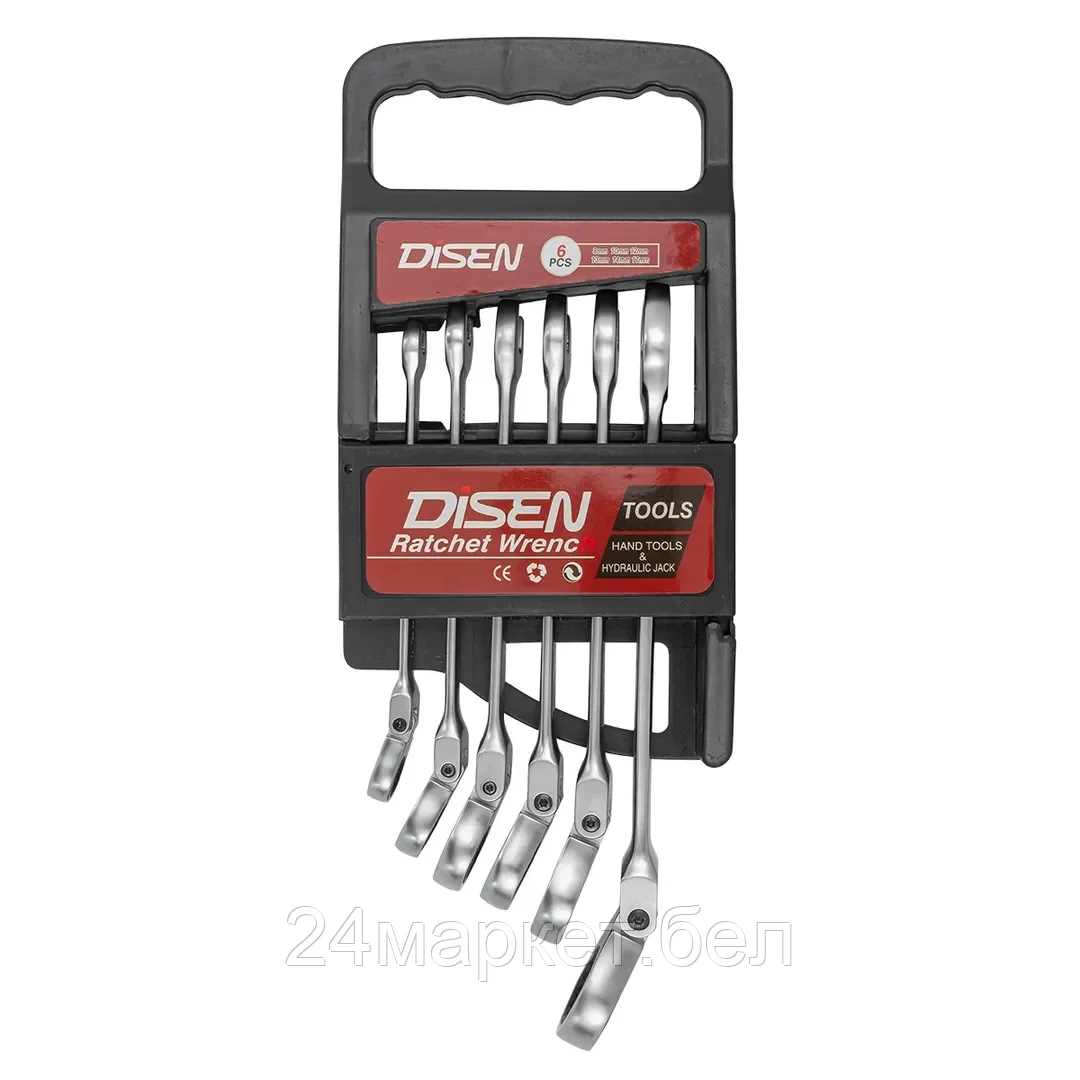 Ключи трещоточные с шарниром (8-17мм), набор 6пр. DISEN DSD1506F