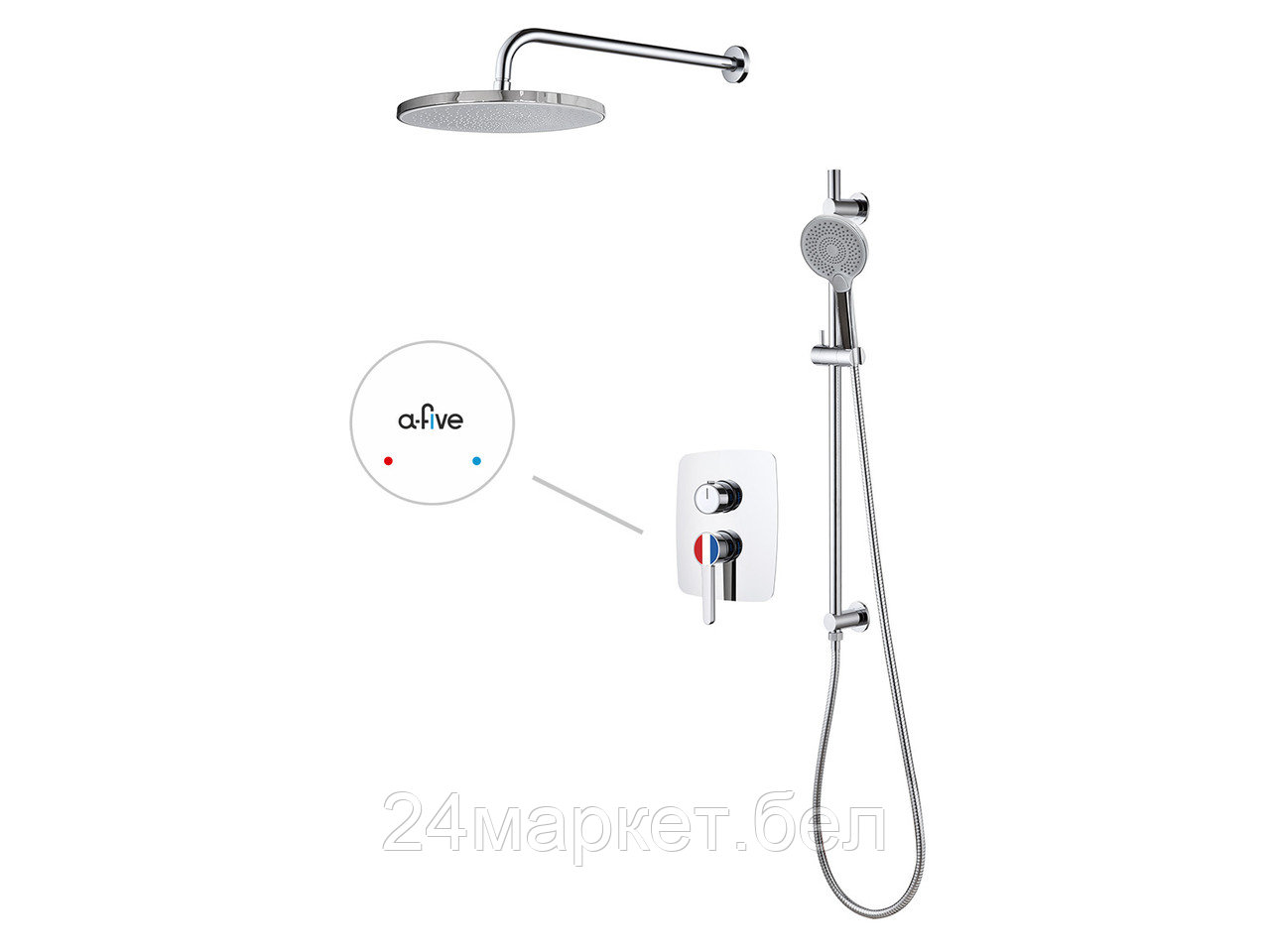 Душевая система (Lt) D35, серия Lotus хром, a-five (Встраиваемый, Излива нет, 1000 - 1200 мм.) A5-0556