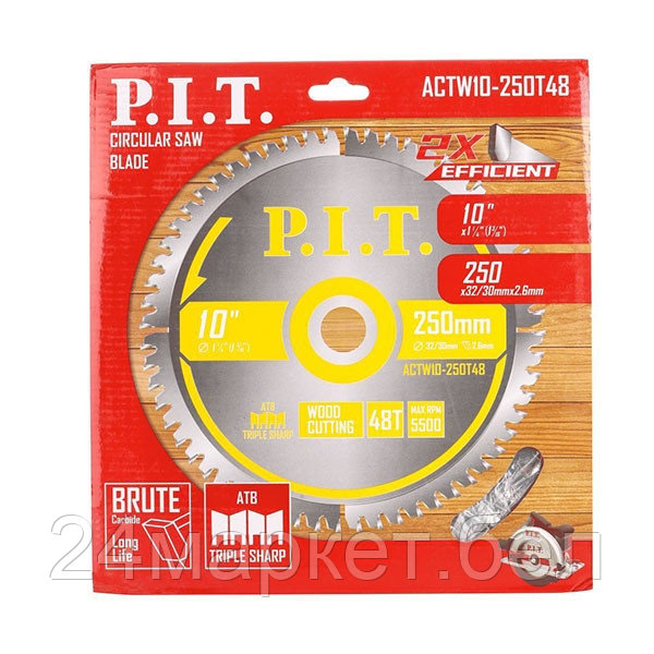 Диск пильный P.I.T. 250x32/30x2,2 мм 48T (ACTW10-250T48)