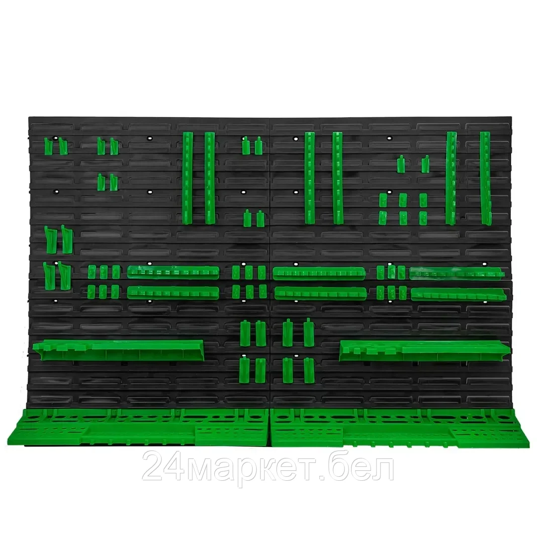 RF-PST2307 RockFORCE Настенный пластиковый стеллаж-стенд для инструментов 78х115,2см (полки для ключей и инструментов 4шт, крючки 24шт, держатели для ключей 6шт)