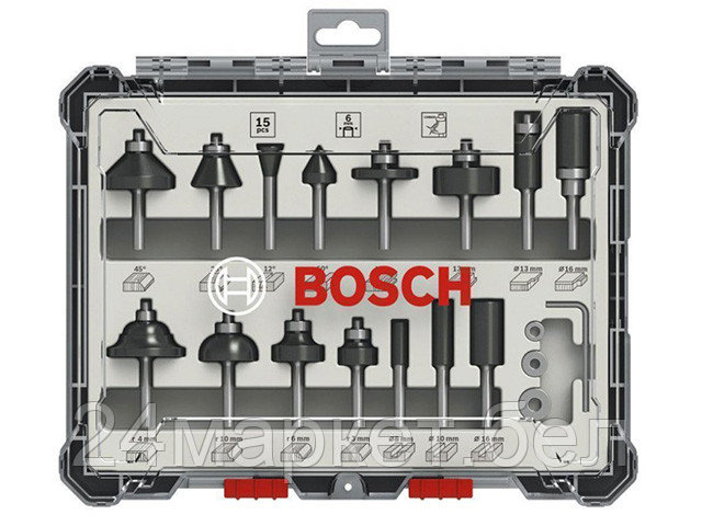 BOSCH Китай Набор фрез смешанный 6 мм (15шт) BOSCH