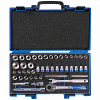 KING TONY 3545MRV KING TONY Набор торцевых головок с принадлежностями 3/8", шестигранные, 6-24 мм, 45 предметов