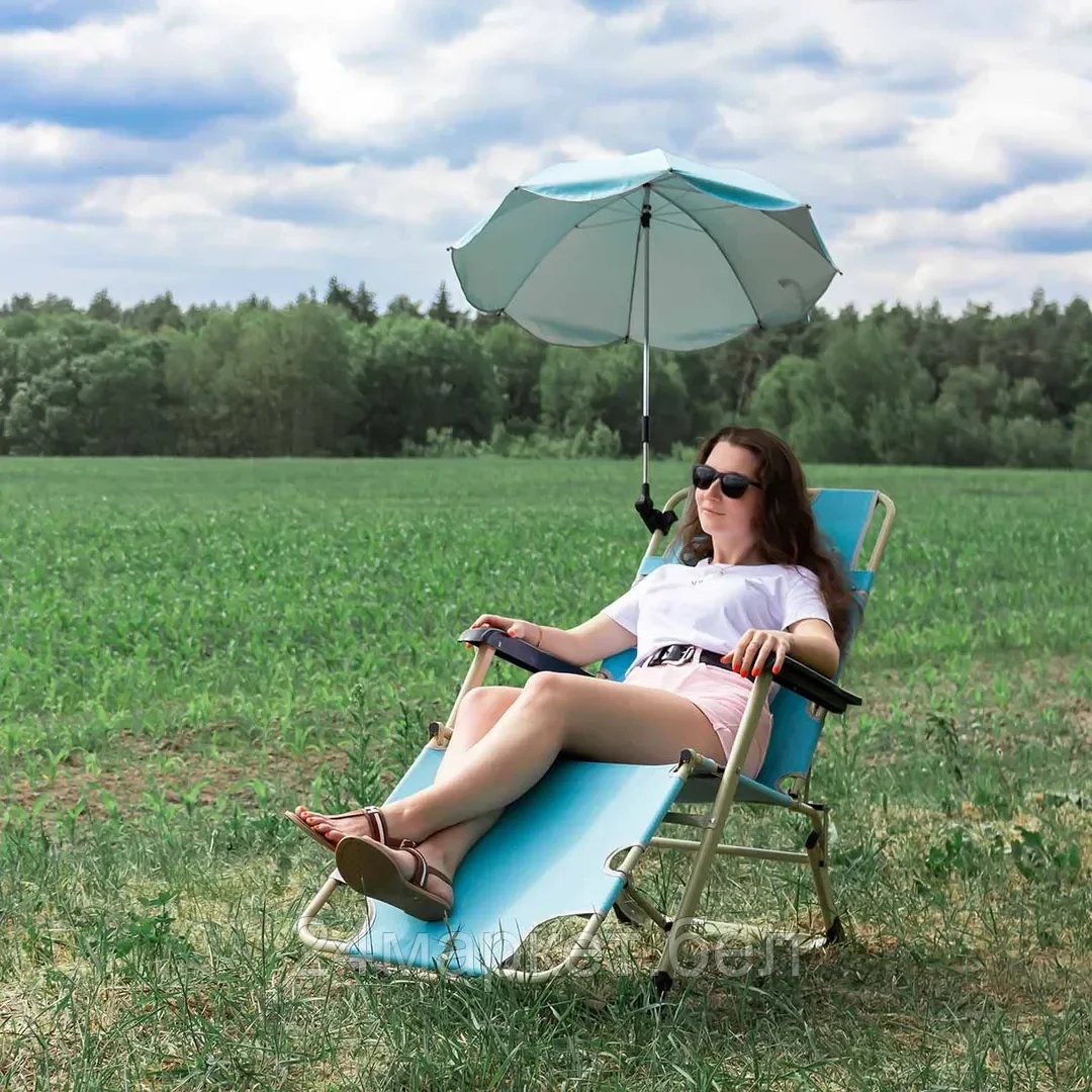 Шезлонг складной+зонтик (с подлокотниками) WMC TOOLS WMC-FG-HY-8009Z(Blue)