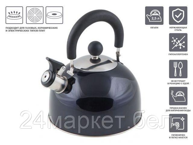 Чайник со свистком Perfecto Linea Holiday 52-121516 (синий металлик)
