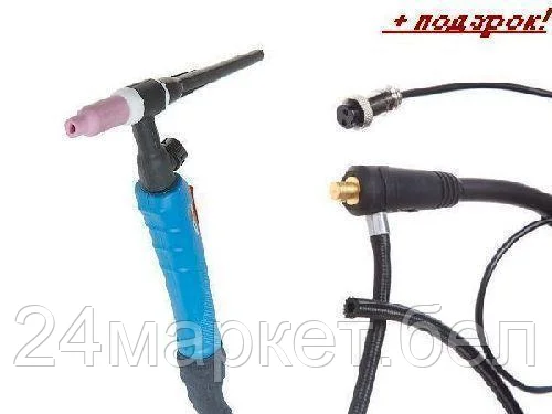 SOLARIS Китай Горелка сварочная TIG WGT-17V (4м, 150А, разъем 10-25, вентиль) SOLARIS