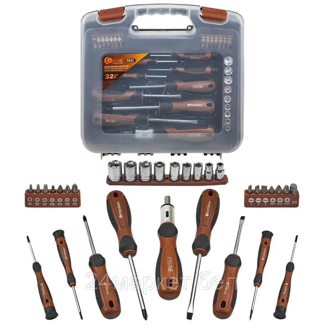 FT-7032 Отвертки в комплекте с битами, набор 32пр. FORSTIME