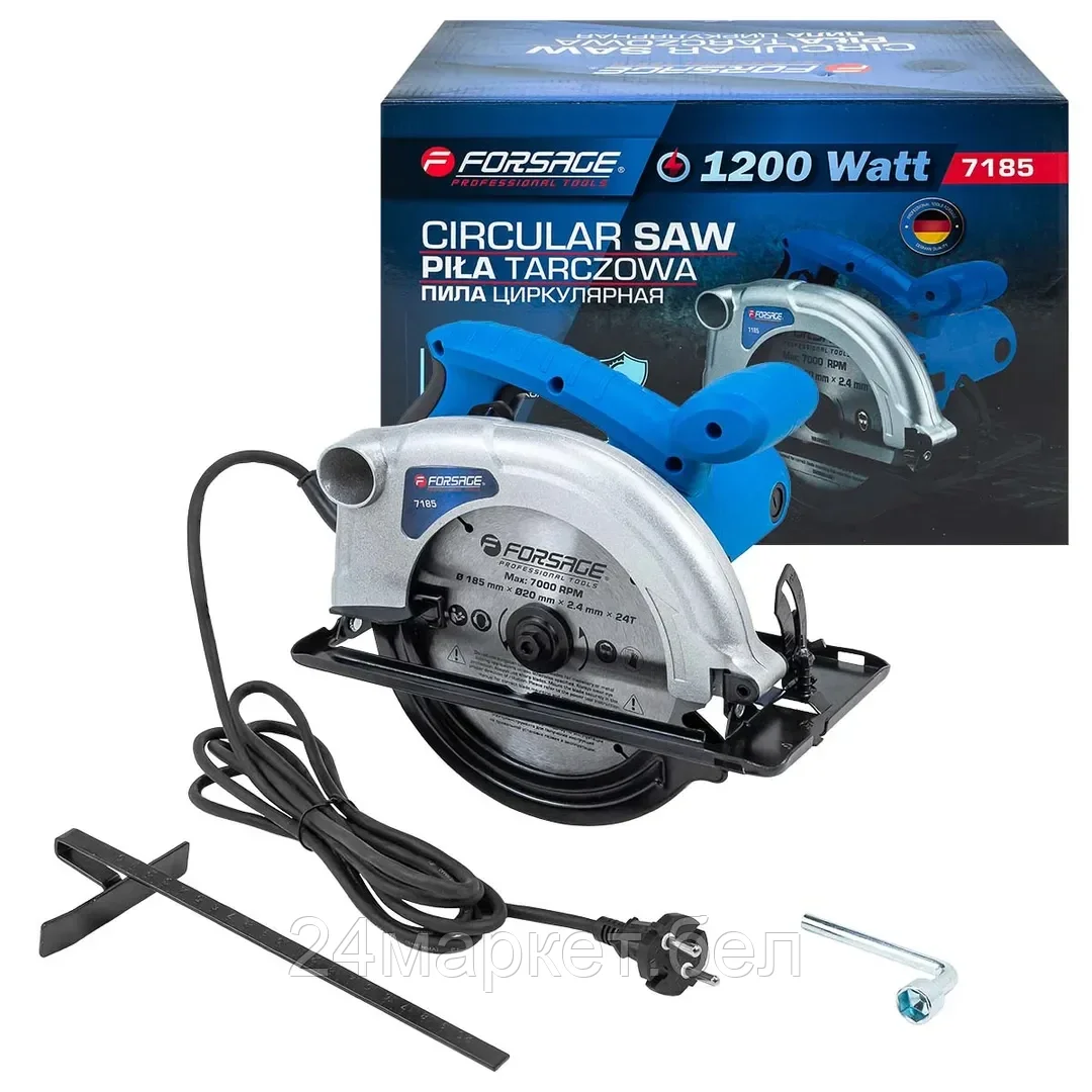 F-7185 Forsage Пила циркулярная (1200Вт, 5500 об/мин, размер диска 185х20х2,4мм)
