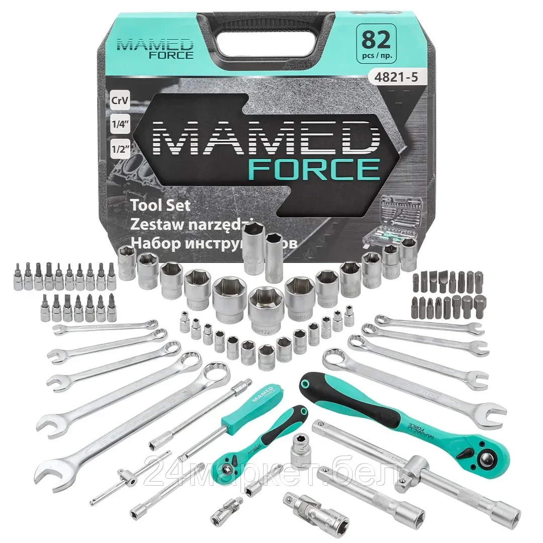 Набор инструментов PROFI 82пр. 1/4",1/2"(6гр)(4-32мм) MAMEDFORCE MF-4821-5