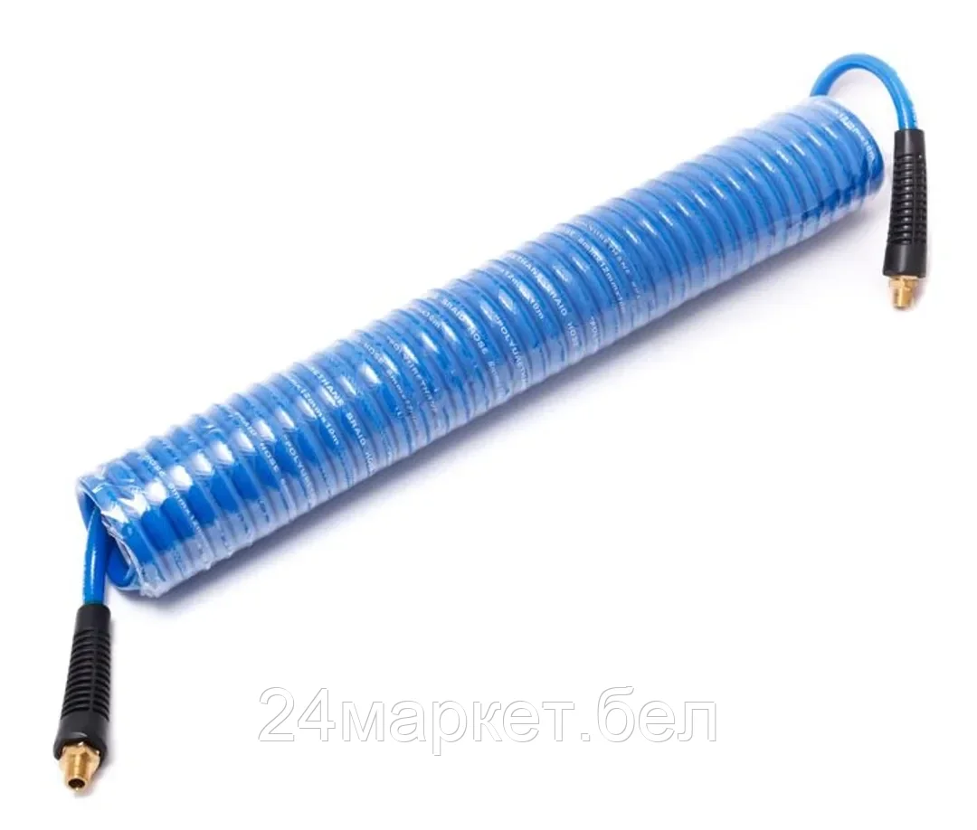 Partner Шланг витой полиуретановый  8 х 12мм х 10м с резьбовыми наконечниками 1/4" (для воздуха) Partner AHC-48E