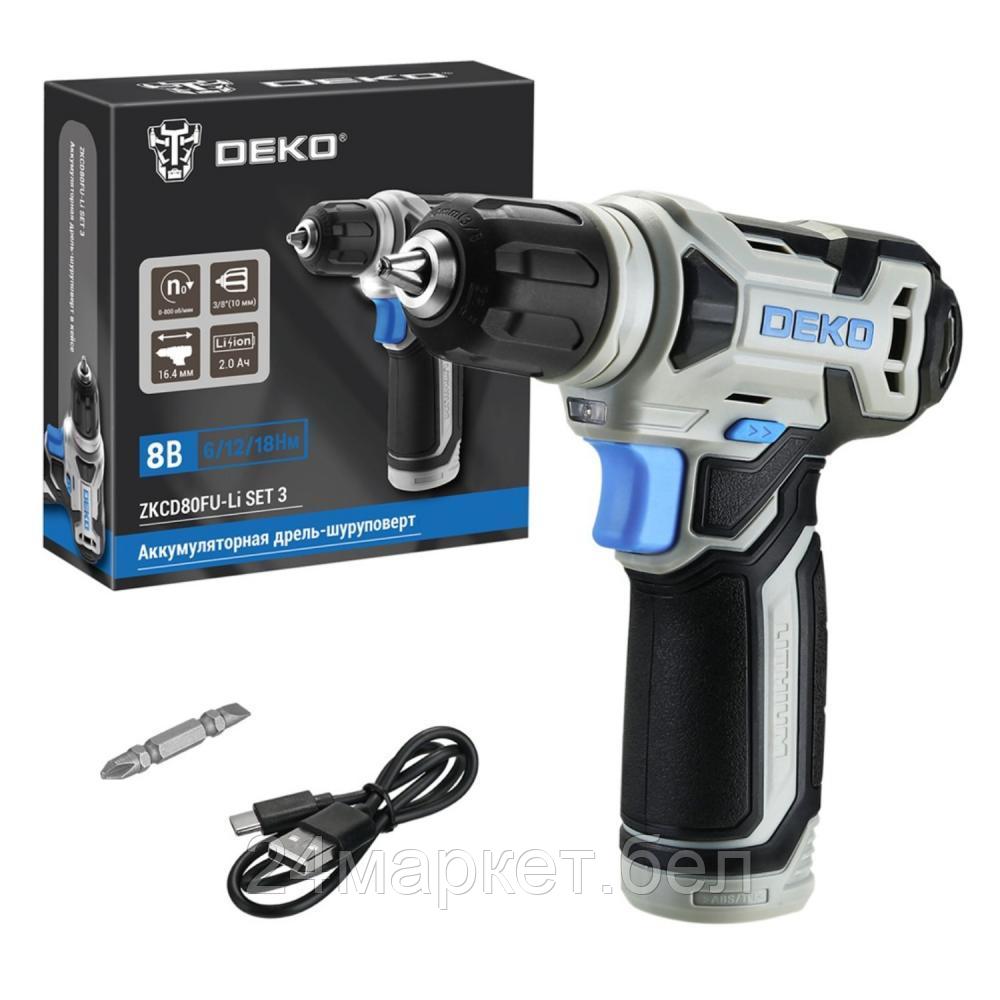 Дрель-шуруповерт Deko ZKCD80FU-Li Set 3 063-4128 (с 1-им АКБ)