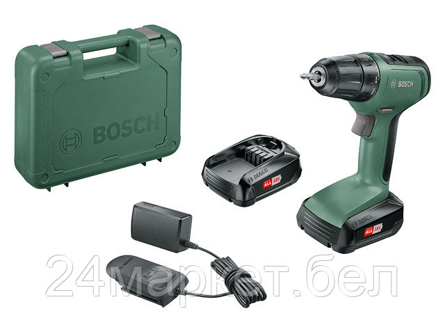 Аккум. дрель-шуруповерт BOSCH UniversalDrill 18 в чем. (18.0 В, 2 акк., 1.5 А/ч Li-Ion, 2 скор., 30 Нм, сверление в металле до 10 мм шурупы до 8 мм) 06039C8005