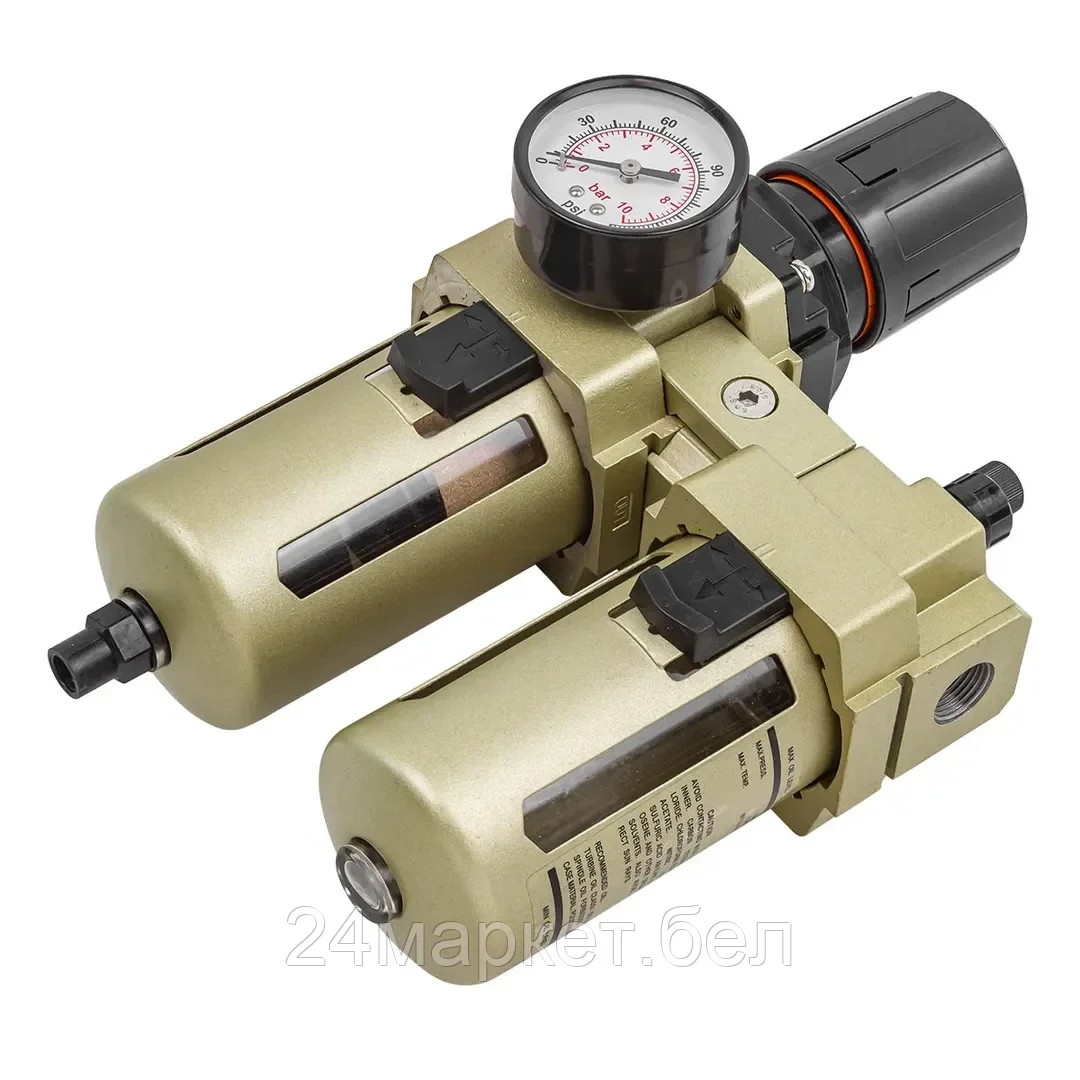 Блок подготовки воздуха 3/8"(фильтр-регулятор+лубрикатор, автоматич.слив)(10Мк, 3000 л/мин, 0-10bar,раб. температура 5°-60°) FORCEKRAFT FK-AC4010-03D