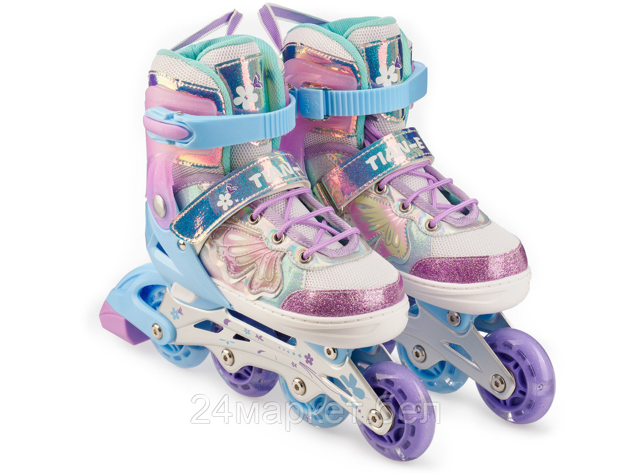 Роликовые коньки TIAN-E TE-285PRM (р. 34-37, голубой/фиолетовый)
