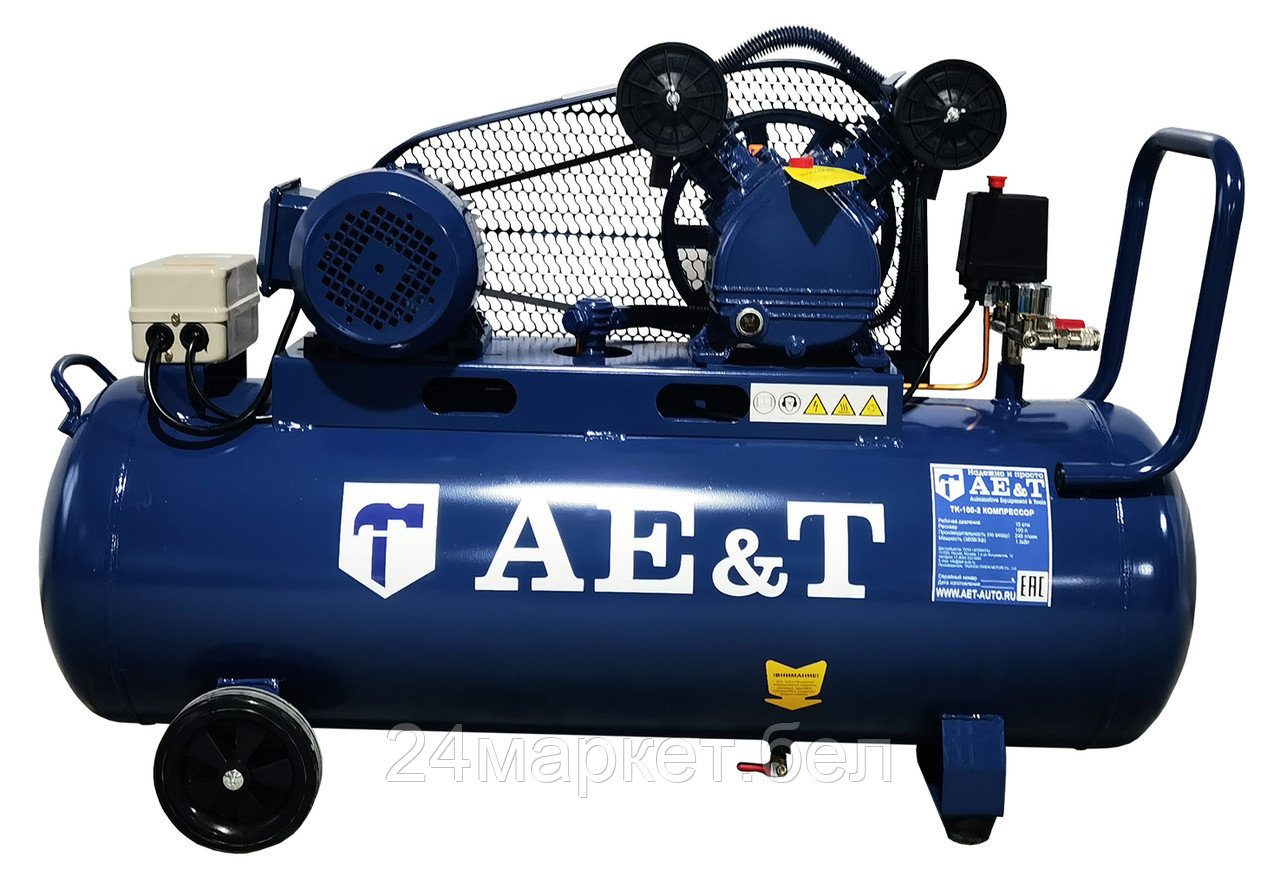 AE&T TK-100-2 Компрессор поршневой, ресивер 100л, производительность 240л/мин, 380В