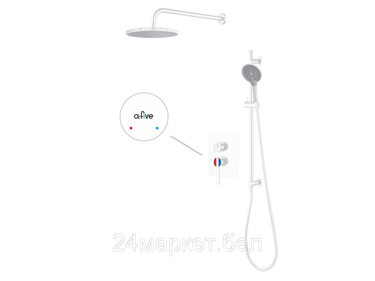 Душевая система (Lt) D35, серия Lotus белый, a-five (Встраиваемый, Излива нет, 1000 - 1200 мм.) A5-0756