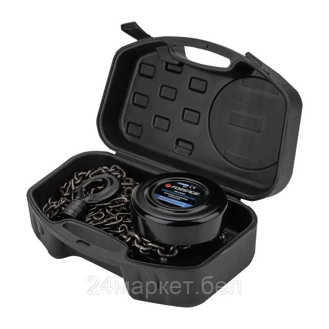 FORSAGE Лебедка механическая подвесная с фиксацией цепи натяжения, 0.5т (длина цепи - 2.5м) в кейсе Forsage F-TRC9005S
