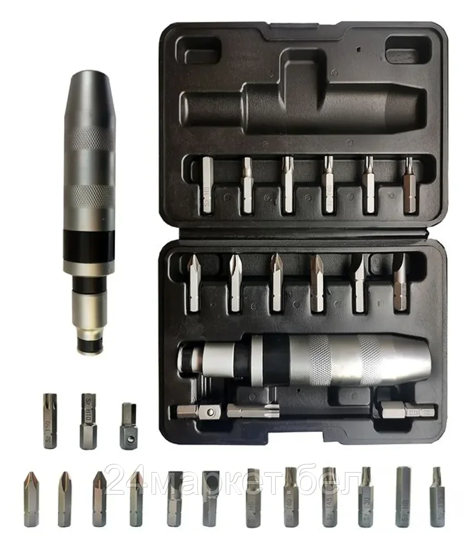 PA-5171 Partner Отвертка ударная с набором бит и адаптерами,17пр.1/2"(F)х5/16"(F) 5/16"(М)x1/2"(М)(PH2,3;PZ2,3;SL9,11мм;Torx 25,30,40,45,50;Hex 6,8,10ммх36мм)в кейсе