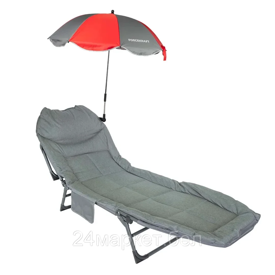 Шезлонг +зонтик FORCEKRAFT FK-FG-HY-8008BL-Z GRAY