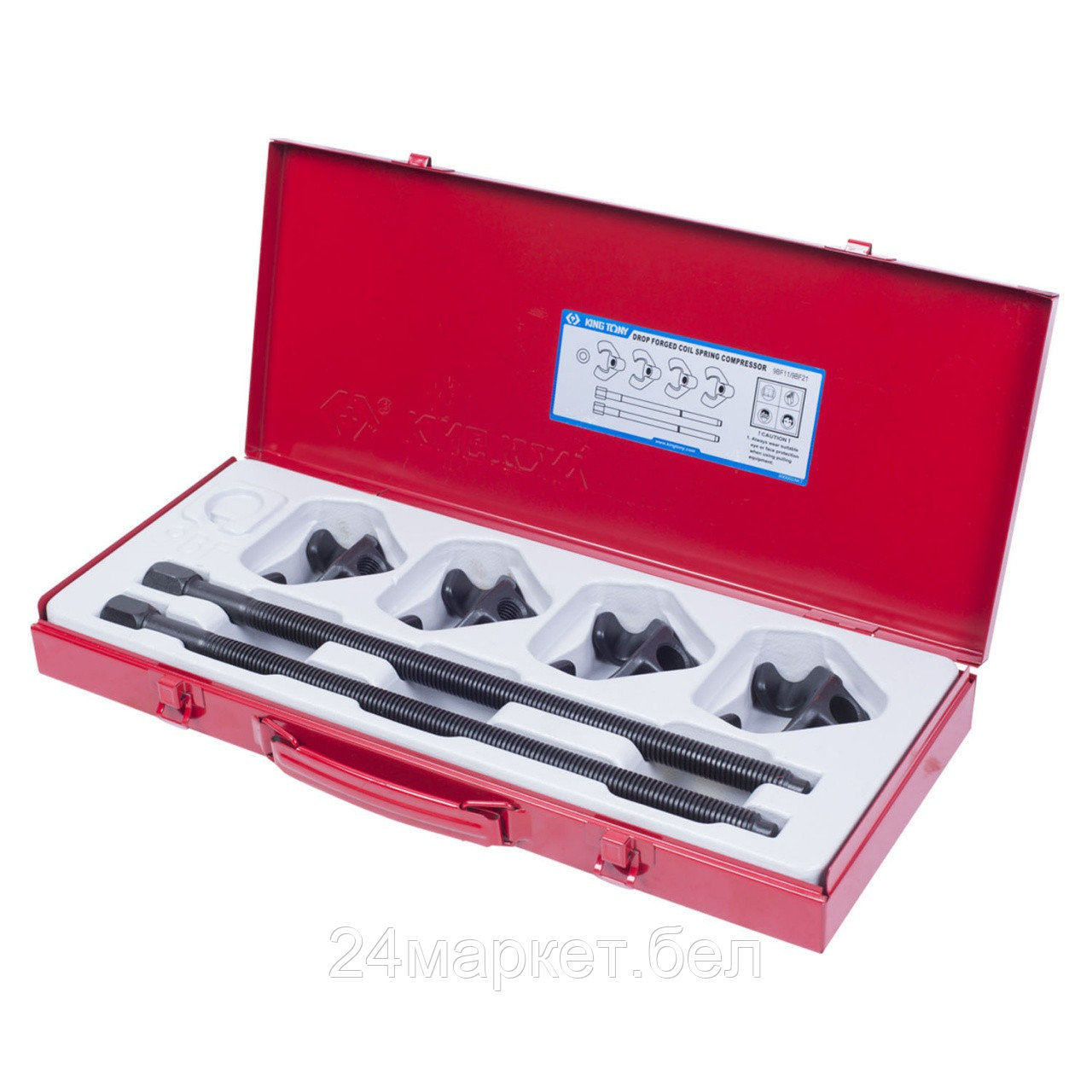 KING TONY 9BF11 KING TONY Набор для стяжки пружин амортизатора, 85-370 мм, кованые крюки, 6 предметов