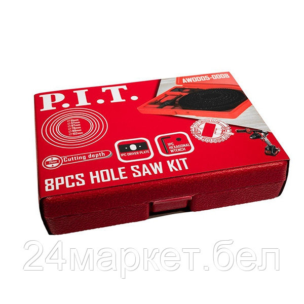 Набор кольцевых пил по дереву P.I.T. 8 шт, 51-102 мм (AWOD05-0008)