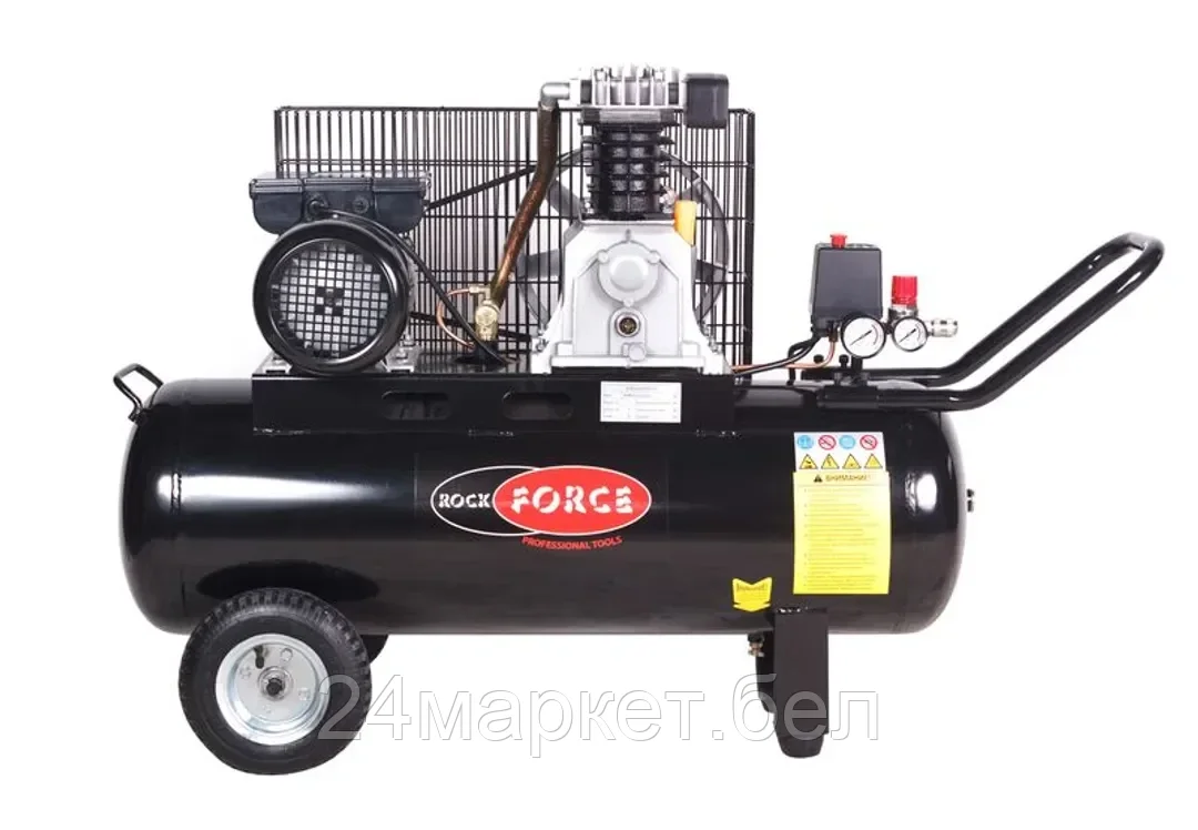 Компрессор 2-х поршневой с ременным приводом (2,2кВт, 8 бар, ресивер 70л, 250л/м, 950 об/мин, 220В, медная обмотка электродвигателя) Rock FORCE RF-265-70