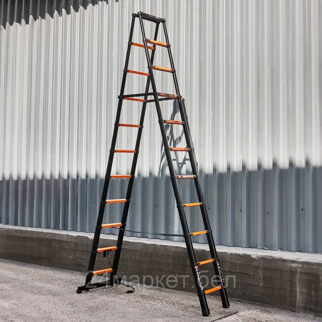 ISMA-UP320-2 Стремянка телескопическая алюм. бытовая 3.2м (11+11 ступ.) ISMA