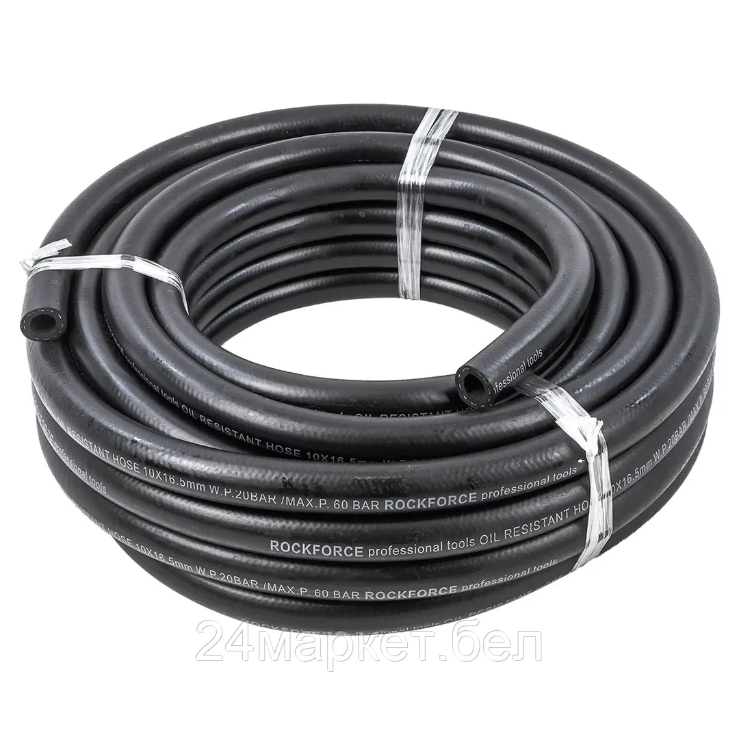 Rock FORCE Шланг резиновый армированый бензо-маслостойкий 10х16.5ммх10м(повышенная гибкость и сопротивление к излому,раб.давл. 20bar,max 60bar,-30C°+70C°,DIN2001 Rock FORCE RF-AHC-55/8B