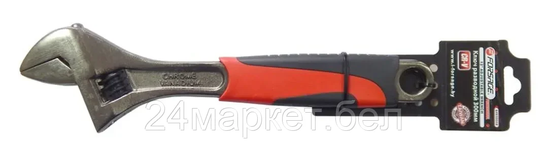 Ключ разводной с резиновой рукояткой 12"-300мм (захват 35мм), на пластиковом держателе F-649300AB